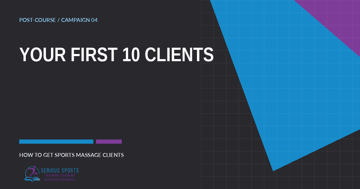 Front cover of the SSTA First 10 Sports Massage Clients Plan