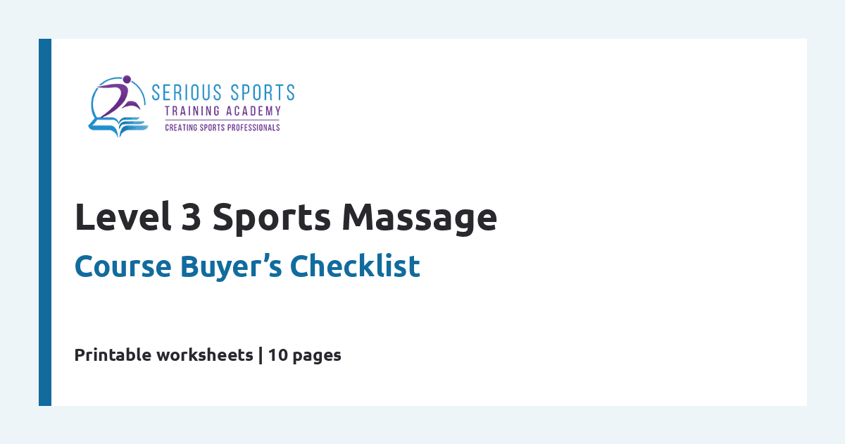 Front cover of the SSTA Level 3 Sports Massage Course Buyers Checklist
