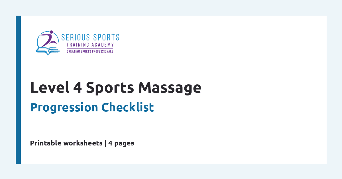 SSTA Level 4 Sports Massage Progression Checklist cover